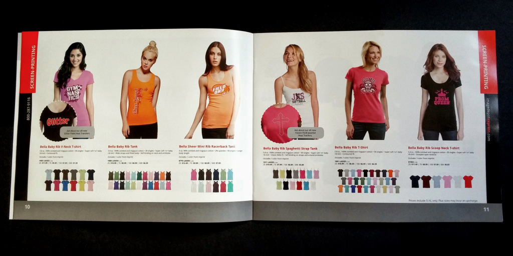 Photo of some apparel products in the Image Depot Express catalog.
